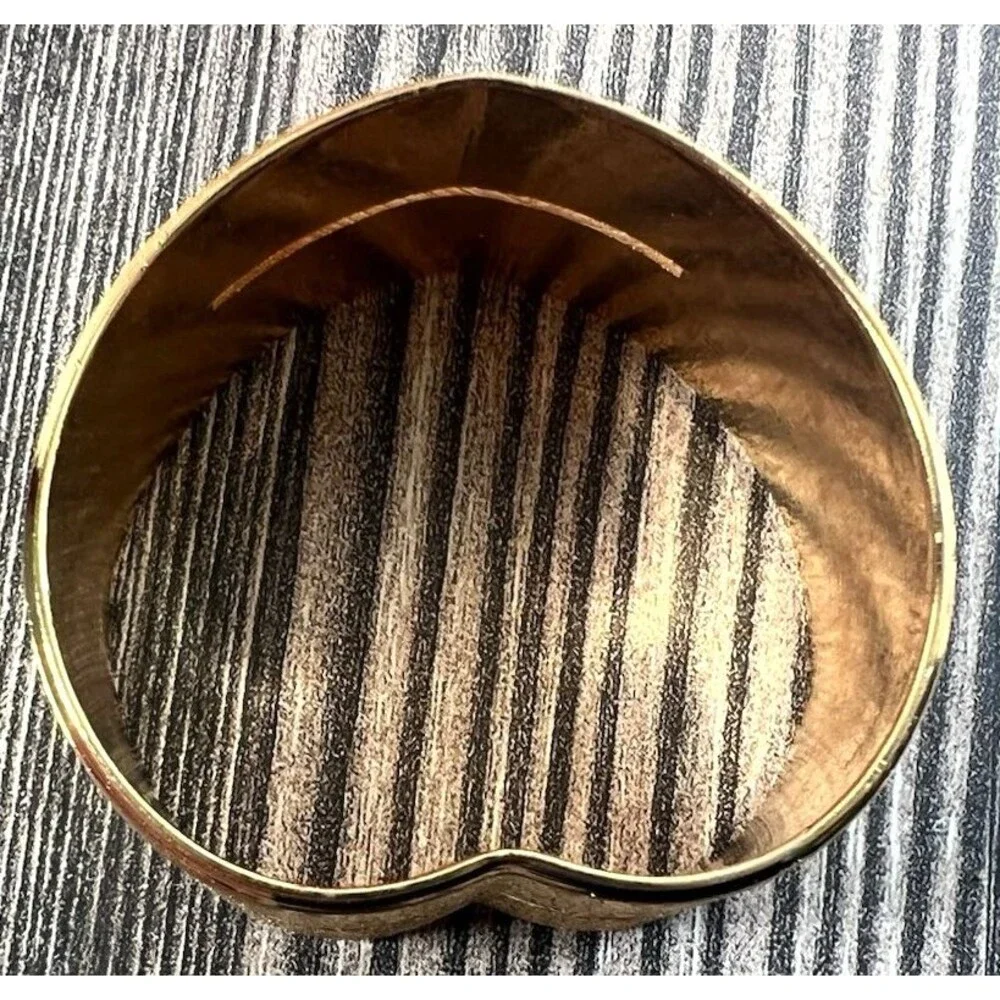 Vintage Set of 6 Brass Heart Napkin Rings in Original Box